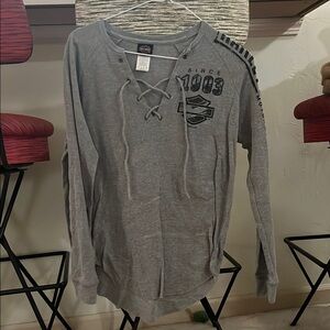 Harley Davidson Gray Lace-Up Long Sleeve